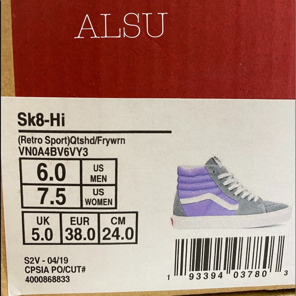 VANS SK8-HI Suede Canvas Retro Sport Lavender Grey - Picture 9 of 9
